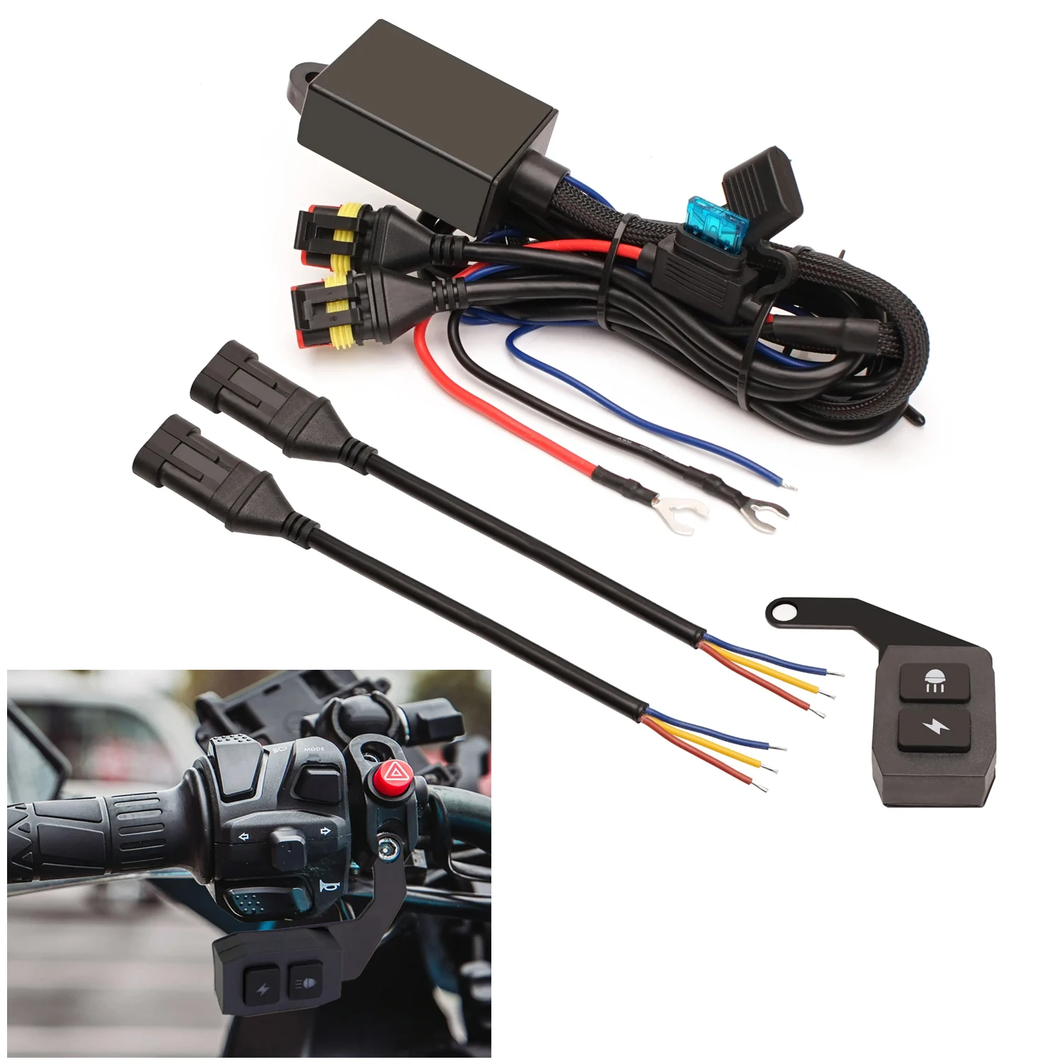 1set Motorcycles LED Fog Light Wiring Harness Relay Wire For Motorbike Motorcycle Fog Led Light with Flash Controller