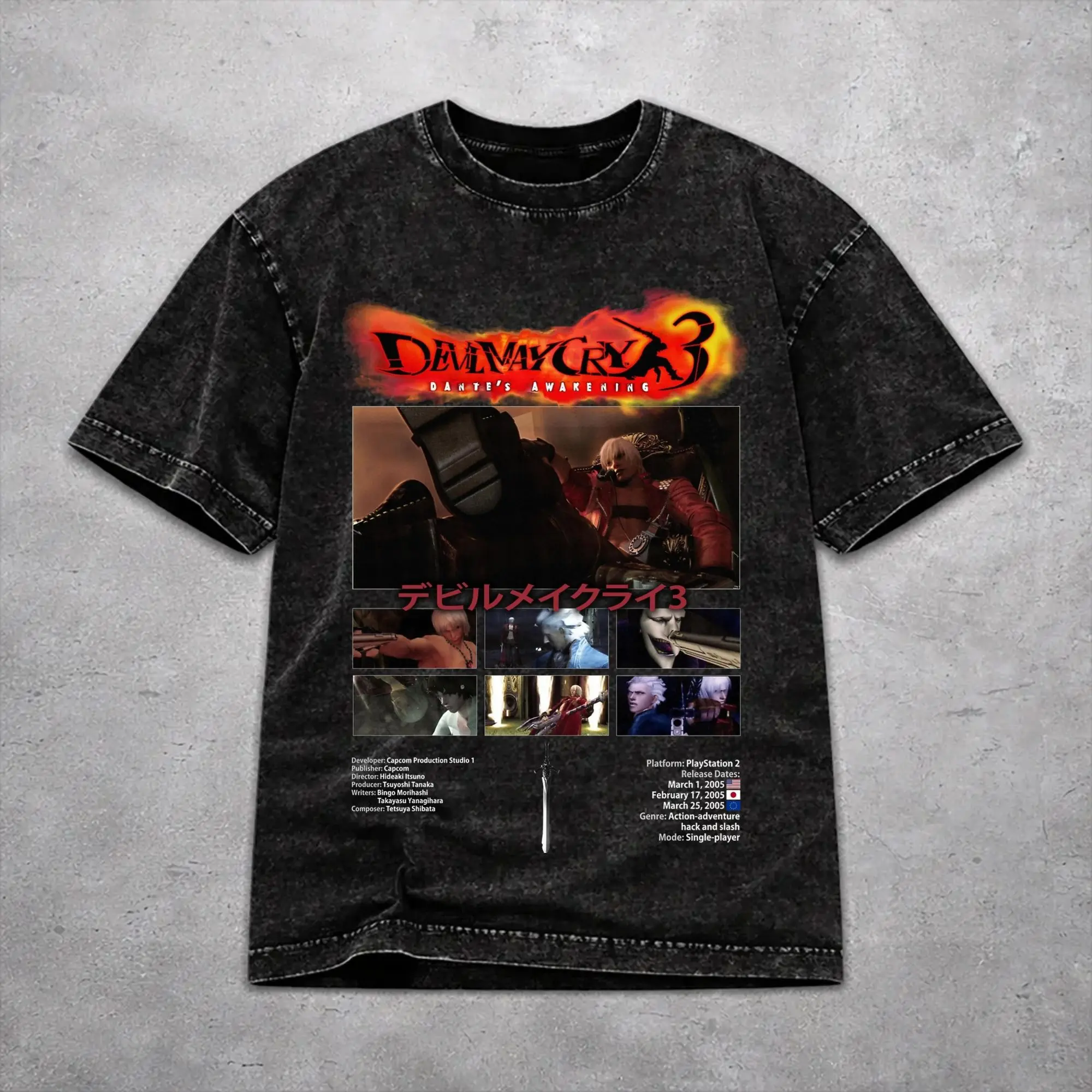 Women Men Devils May-Cry 3 T Shirt Printed Washed Cotton  Casual T-Shirts