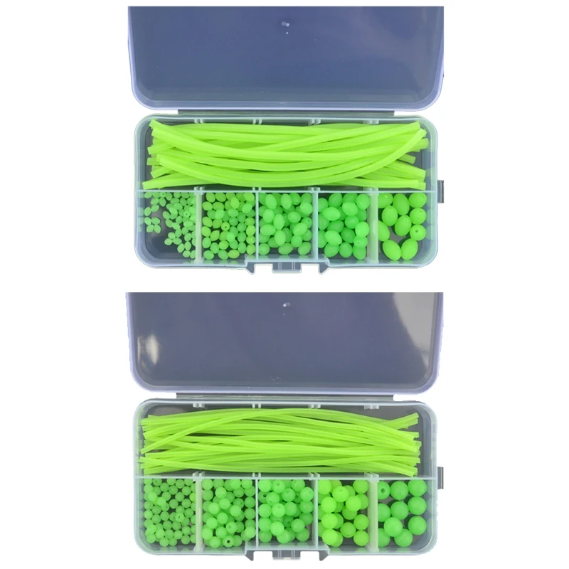 170 Pcs/Box Glow Fishing Assorted Oval Beads Night Luminous Tube Tackle