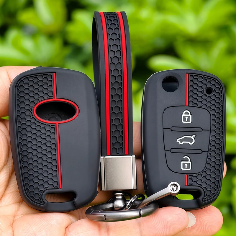 Silikon-Schlüsselhülle für Kia Soul Venga Picanto Rio Sorento Ceed Sportage für Hyundai i20 i30 Veloster ix20