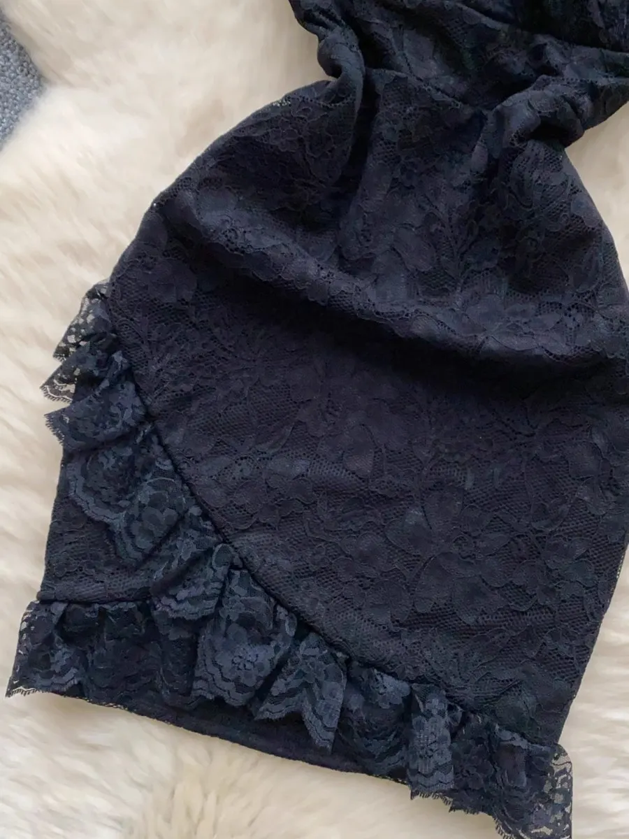 Foamlina Pure Lust Sexy Suspender Strap Dress Muse Fan Tight Skinny Classy Chic Fashion White Black Split Bodycon Lace Dresses