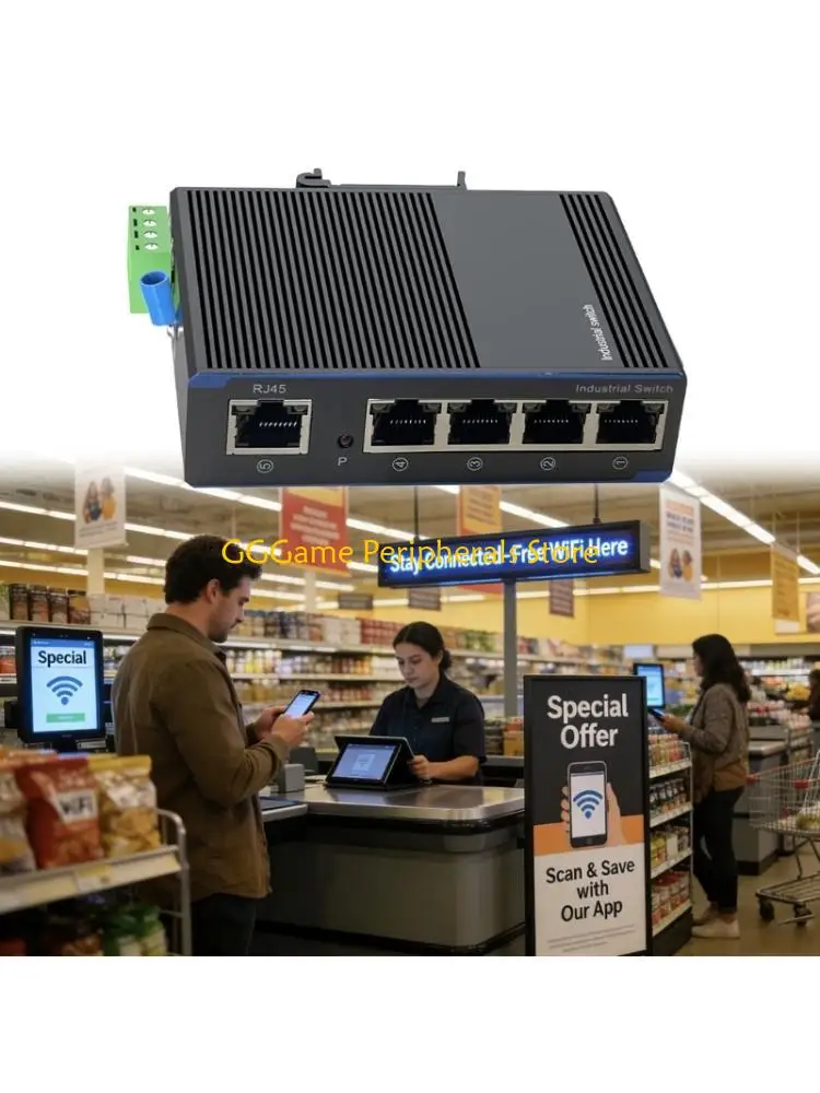 

U55B Сверхмощный 5-портовый коммутатор Gigabit Ethernet с металлическим корпусом, монтируемый на рейку, промышленный сетевой