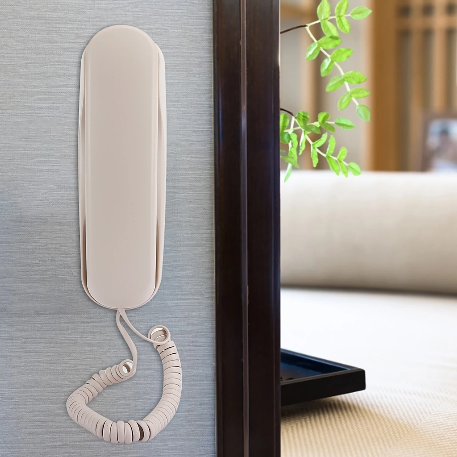 TC990 ABS Beige Desk/Wall-Mounted Phone, suitable for hotel rooms, homes, elevators, and bathrooms