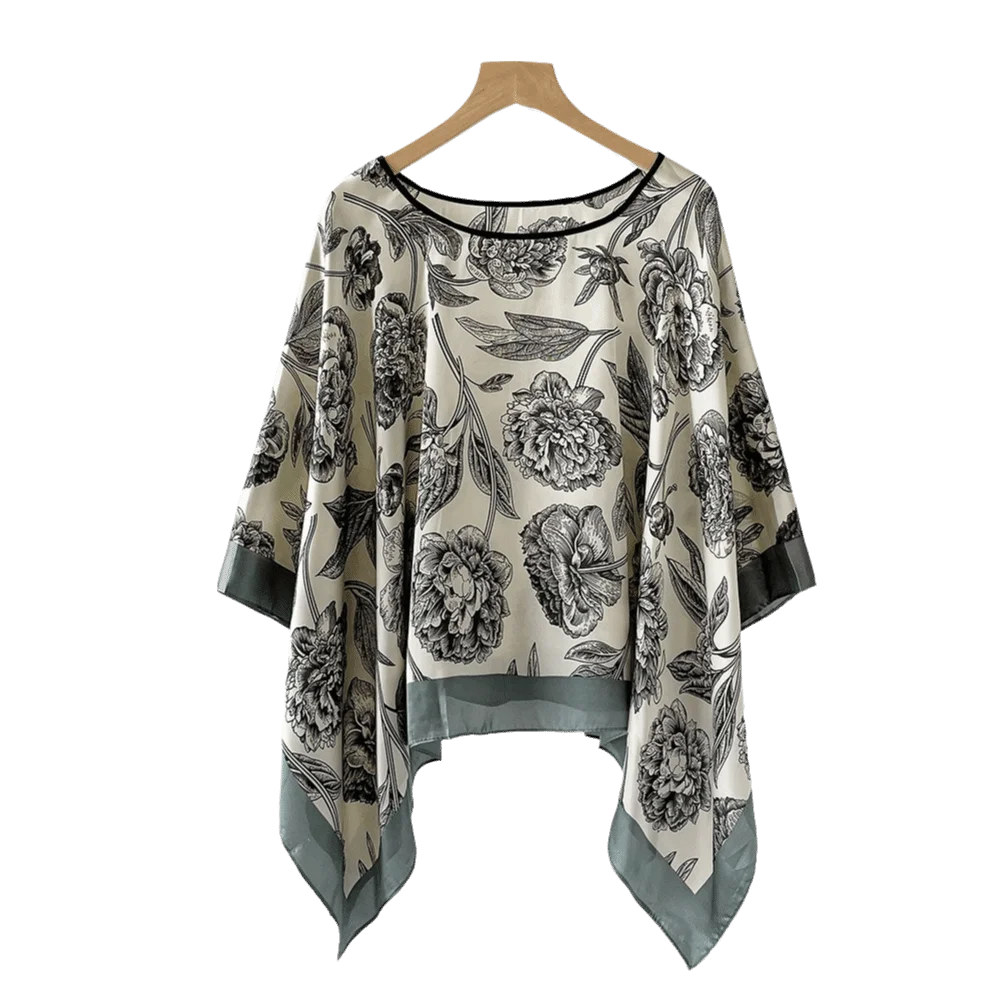 

Свободный пончо-шарф из полиэстера с принтом, имитация шелка, защита от солнца, удобный и универсальный, для женщин