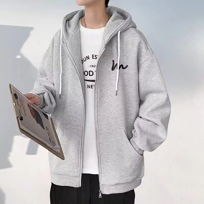 American Style Spring Autumn Styles 2025 New Item Hooded Long Sleeved Spring Men's Jacket Loose and Trendy Cardigan Sweatshi