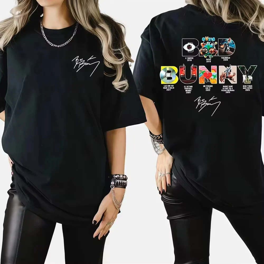 Rapper Bad Bunny Album Cover T-shirts Debi Tirar Mas Fotos DTMF T Shirts Men Women Fashion Hip Hop Oversized T-shirts Streetwear