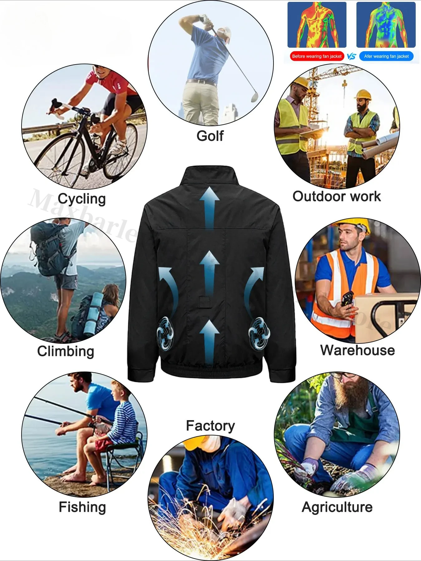 Summer Cooling Jacket Four Hole Fan Clothing Men USB Refrigeration Air Conditioning Clothes Outdoor Labor Protection Workwear
