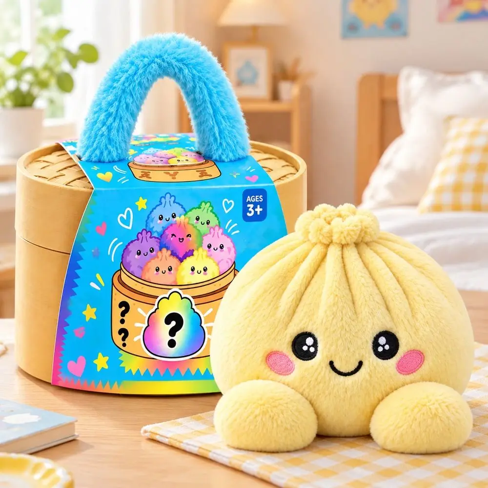 Soft Plush Stuffed Dumpling Squishies Stress Relief Fidget Giant Dumpling Pillow Steamer Box Stuffed Steamed Bun Pillow