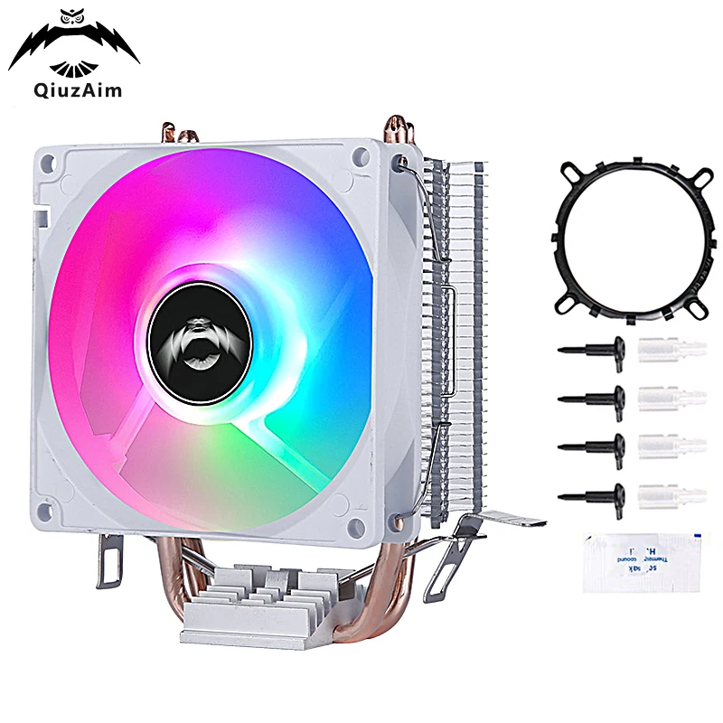 QiuzAim CPU Cooler Fan 4Pin/PWM 2 Heat Pipe 1200 1700 am3 am4 Processor Efficient Air-Cooled Installing LGA775 115x 1366 AMD am5