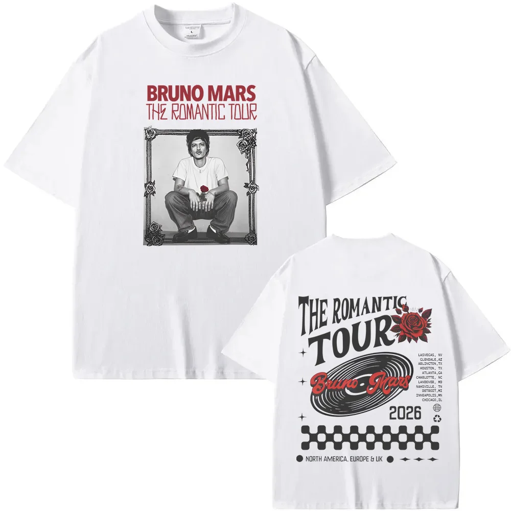 

Футболка Bruno Mars The Romantic Tour, альбом 2026, одежда для тура, оригинальный дизайн, 100% хлопок, графический принт, футболка высокого качества