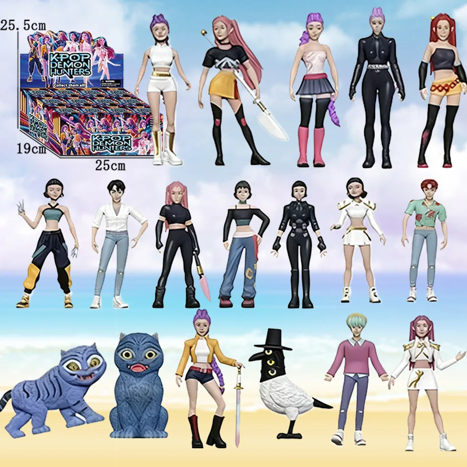 24 قطعة Kpop شيطان الصيادين صندوق أعمى صندوق الغموض جمع النمر تمثال مكتب الديكور دمى ألعاب أطفال هدايا الهالوين