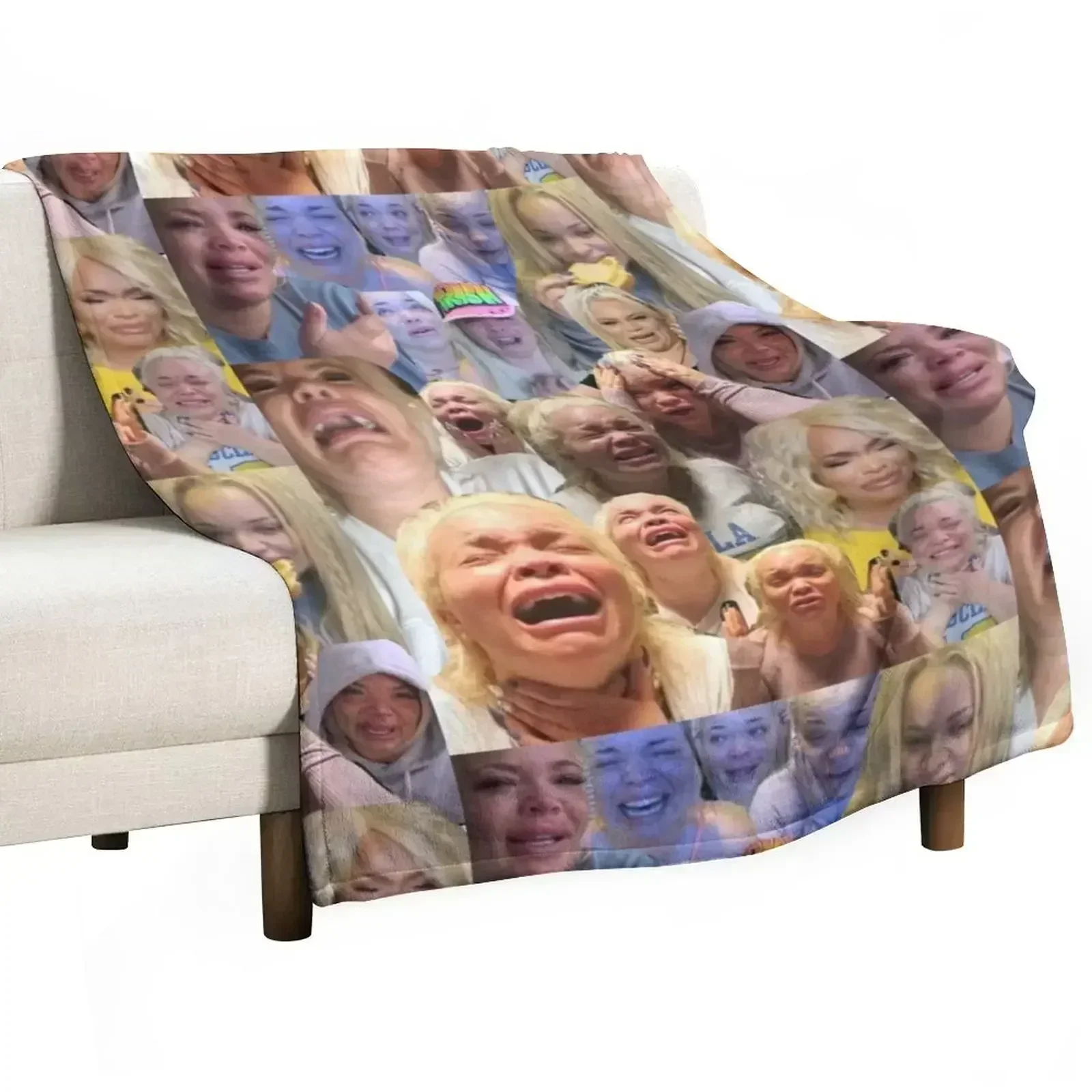 

Trisha Pastas crying on her kitchen floor collage Throw Blanket Loose Moving Blankets