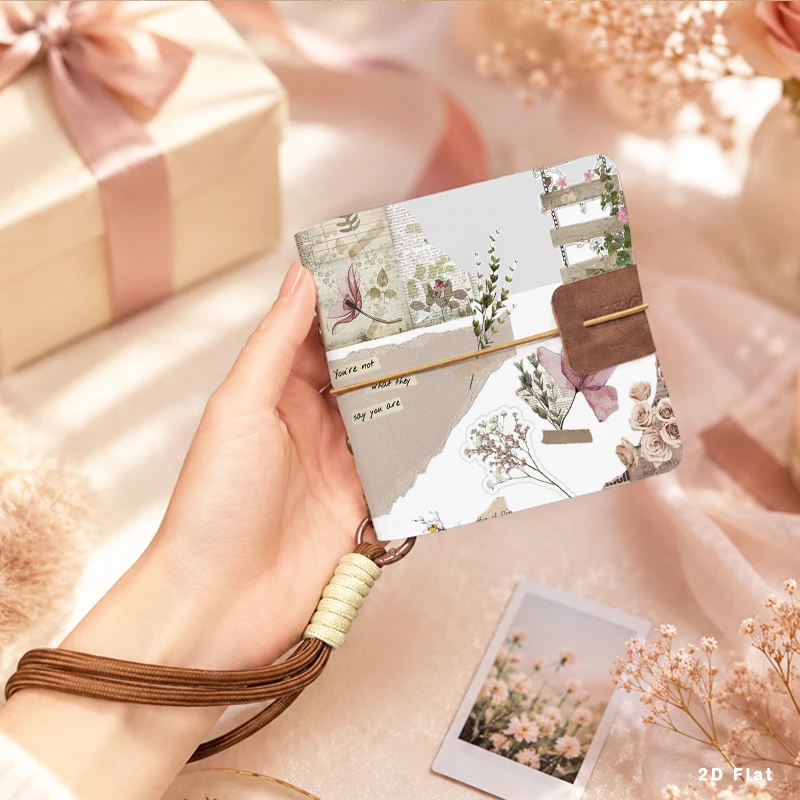 Dried Flower Collage Mini Photo Album With Wrist Strap Portable Pocket Photo Book Travel Memory Picture Storage Book Souvenir Gi