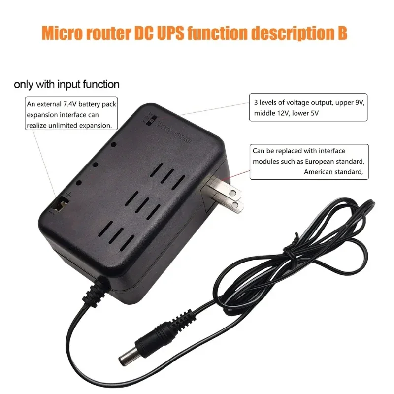 Mini Dc Ups pour caméra de vidéosurveillance modem, routeur Wi-Fi, amplificateur de panneau de bande LED, portable, UE, États-Unis, 5V, 9V, 12V, 1A,