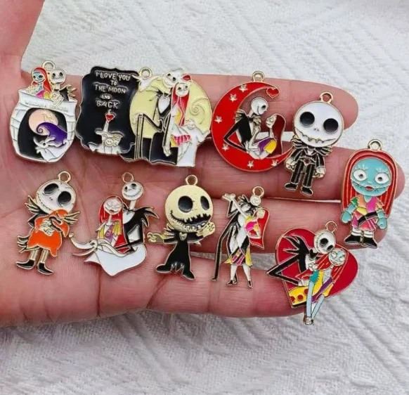 10 pcs Cartoon Halloween Mix Charm Pendants Enamel Craft, Perfect for DIY Earrings, Bracelets, Neck Handmade Craft Supplie