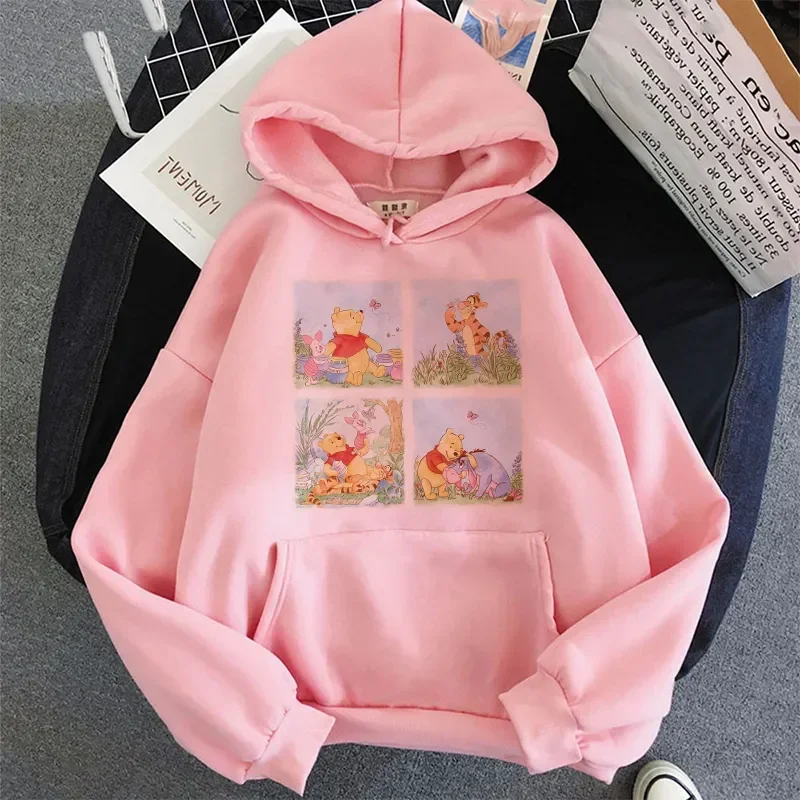 Felpa con cappuccio Disney Winnie The Pooh Anime manica lunga Harajuku top Y2k felpe da donna felpe con cappuccio Streetwear oversize autunno femminile