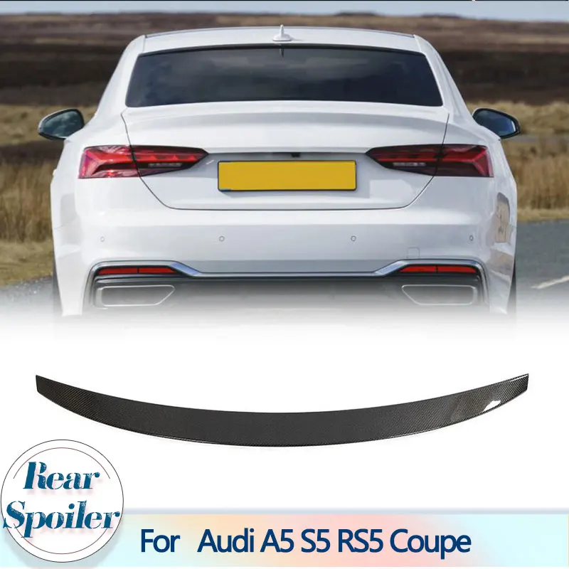 

Углеродное волокно, спойлер заднего багажника автомобиля, крылья для Audi A5 S5 RS5 Coupe 2017-2023, гоночный задний багажник, спойлер для губ