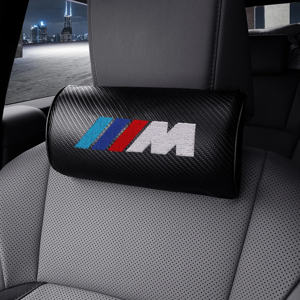 1/2pcs For BMW M Performance X3 X4 X5 E46 E90 F20 E60 E39 F10 M3 G20 G05 Car Seat Headrest Logo Neck Pillow Interior Accessories