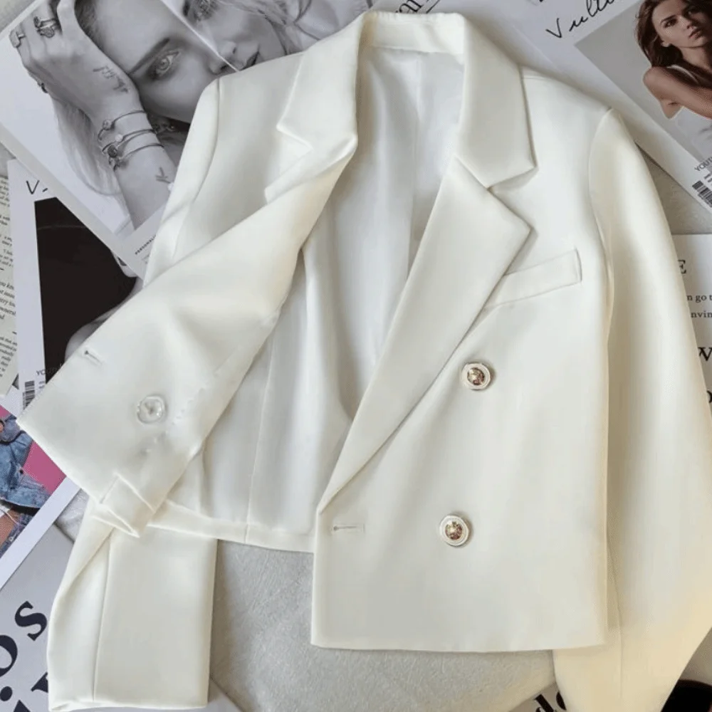 سترة بدلة كورية غير رسمية بأكمام طويلة سترة بأزرار معطف للنساء ملابس جامعية بدلة ملابس قصيرة للمكتب #2