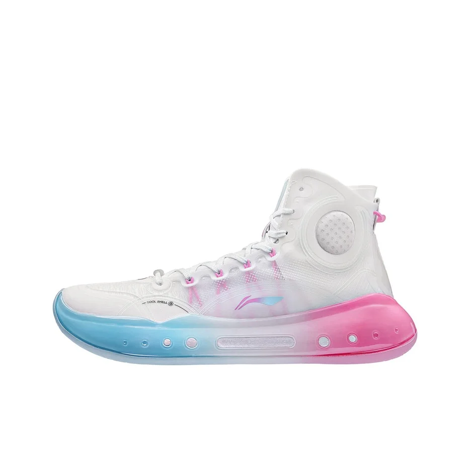 Li Ning YuShuai 14 Boom Basketball Shoes Men's High Top Standard White/Moon White Blue ABAQ033-22