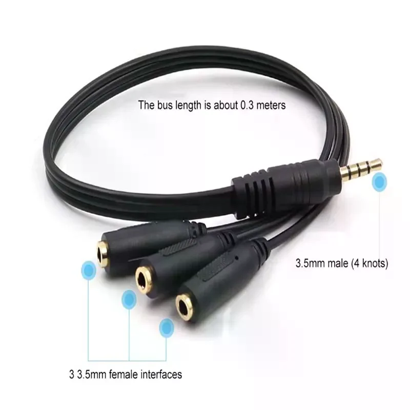 

3.5mm 3 3.5mm 1 3 Adapter Way Port Aux Multi Headphone Earphone Audio Splitter Jack Hub Splitter Audio Cable Male to Female