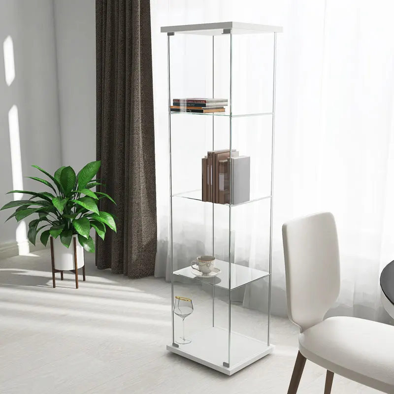 

Glass Display Cabinet Transparent Wine Cabinet Figure Display Box Lego Blind Box Storage Display Rack Household Wine Rack Shelf