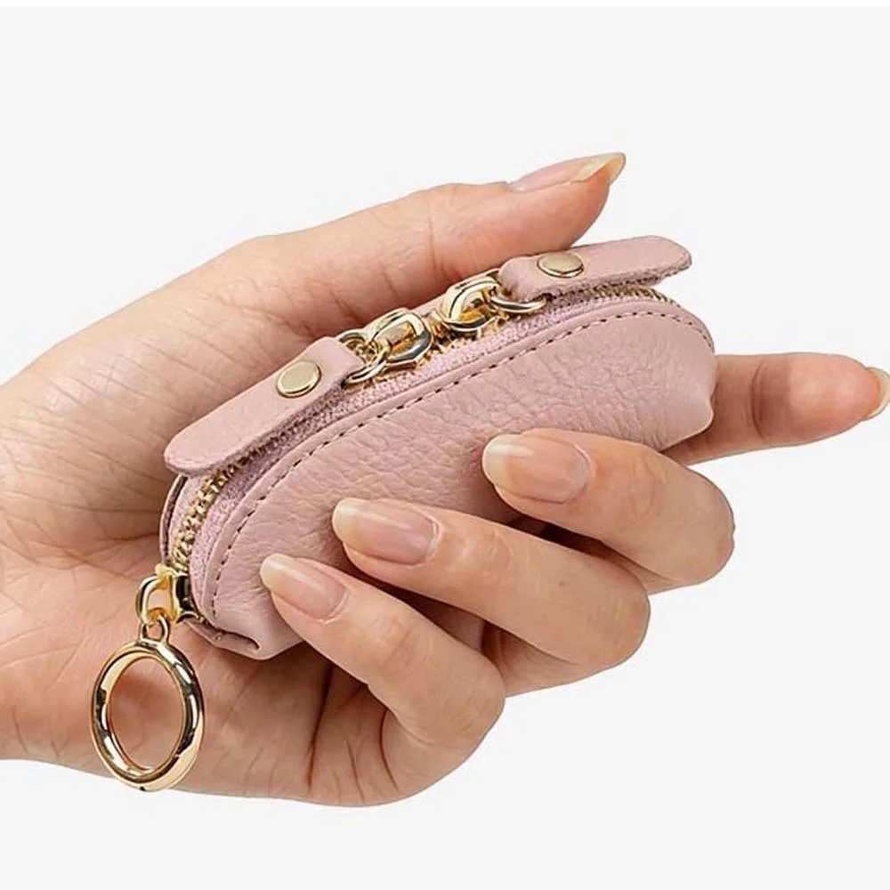 Polyester Thumb-sized Coin Purse Mini Solid Color Leather Hanging Bag Anti-lost Anti-splash Water Compact Change Bag Women