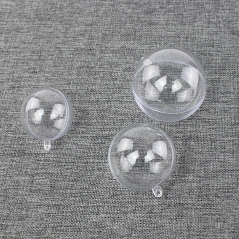 12Pcs Acrylic Round Balls Transparent Fillable Ornaments 6Cm Clear Plastic Hanging Decorations Xmas Wedding Party Decor