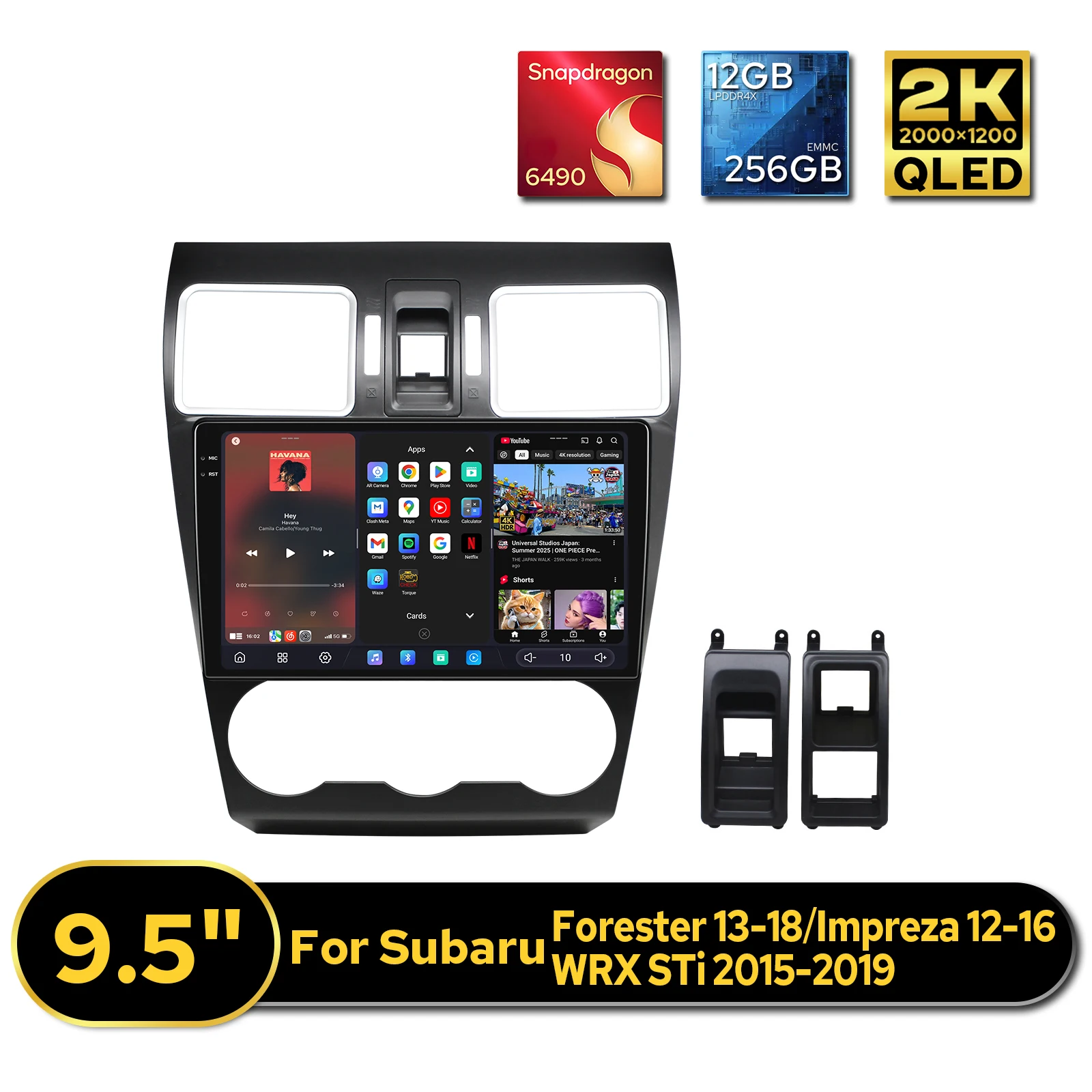 12GB 256GB 9.5 inch Android Auto Car Stereo Head Unit CarPlay for Subaru Forester/Impreza/WRX STi 2013-2019 Multimedia Plug&Play