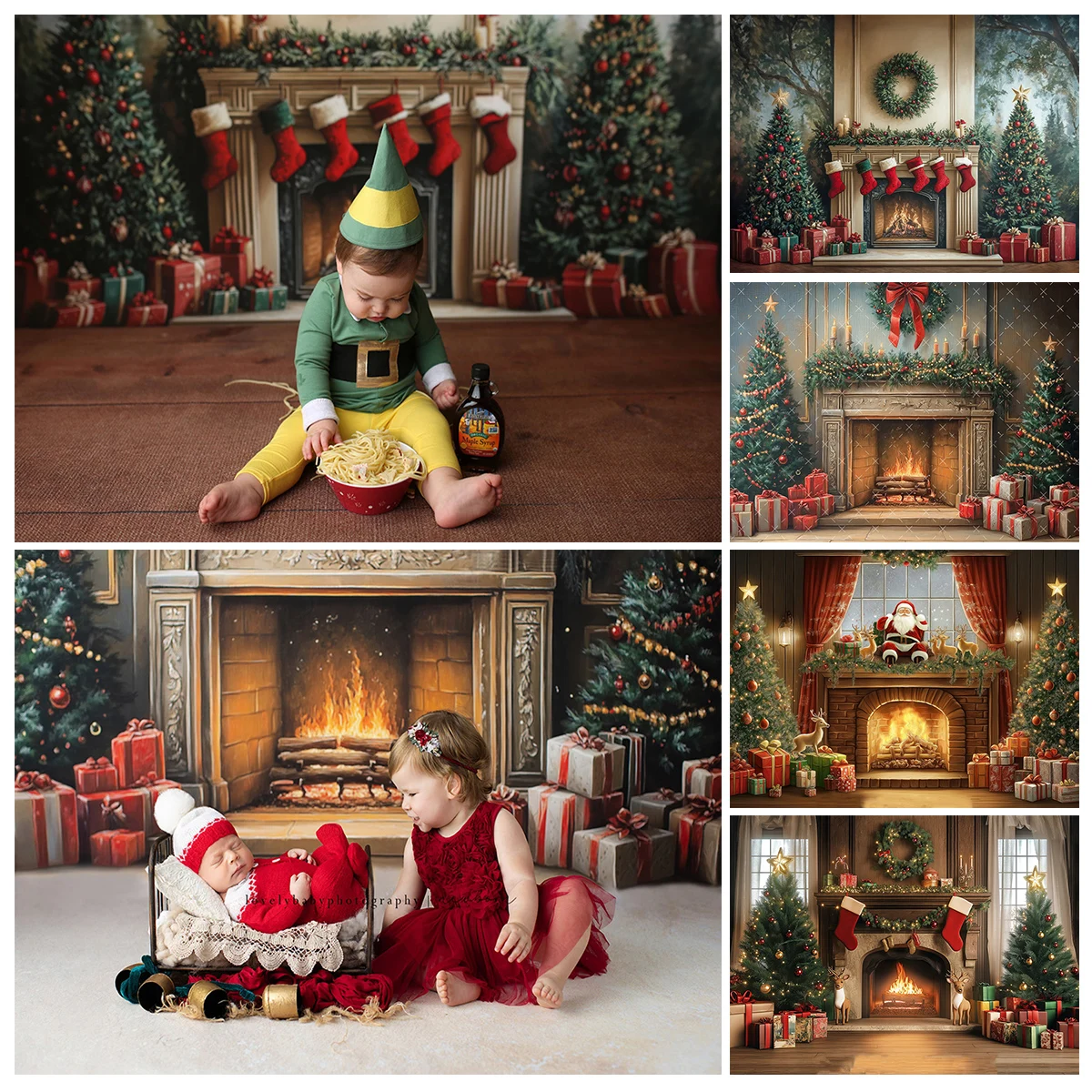 

Old World Realistic Christmas Backgrounds Nutcracker Fireplace Photography Backdrop for Adult Kids Portrait Photo Studio Props