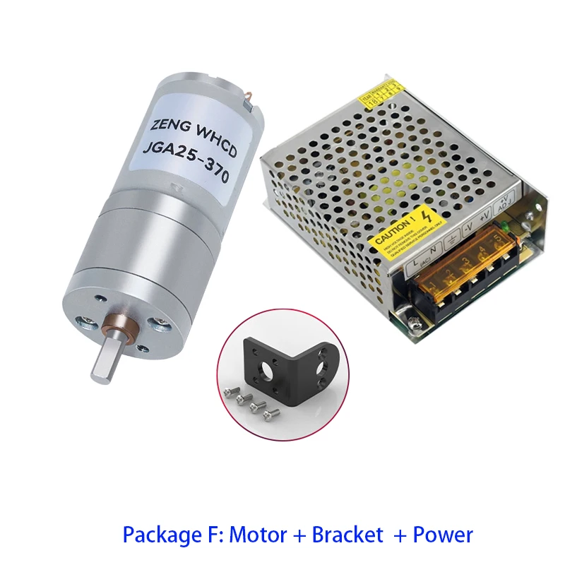 JGA25-370 High Power DC Reduction Gear Motor 12V/24V 12RPM-1360RPM Large Torque Reversed Worm Gear Motor for Industrial Use