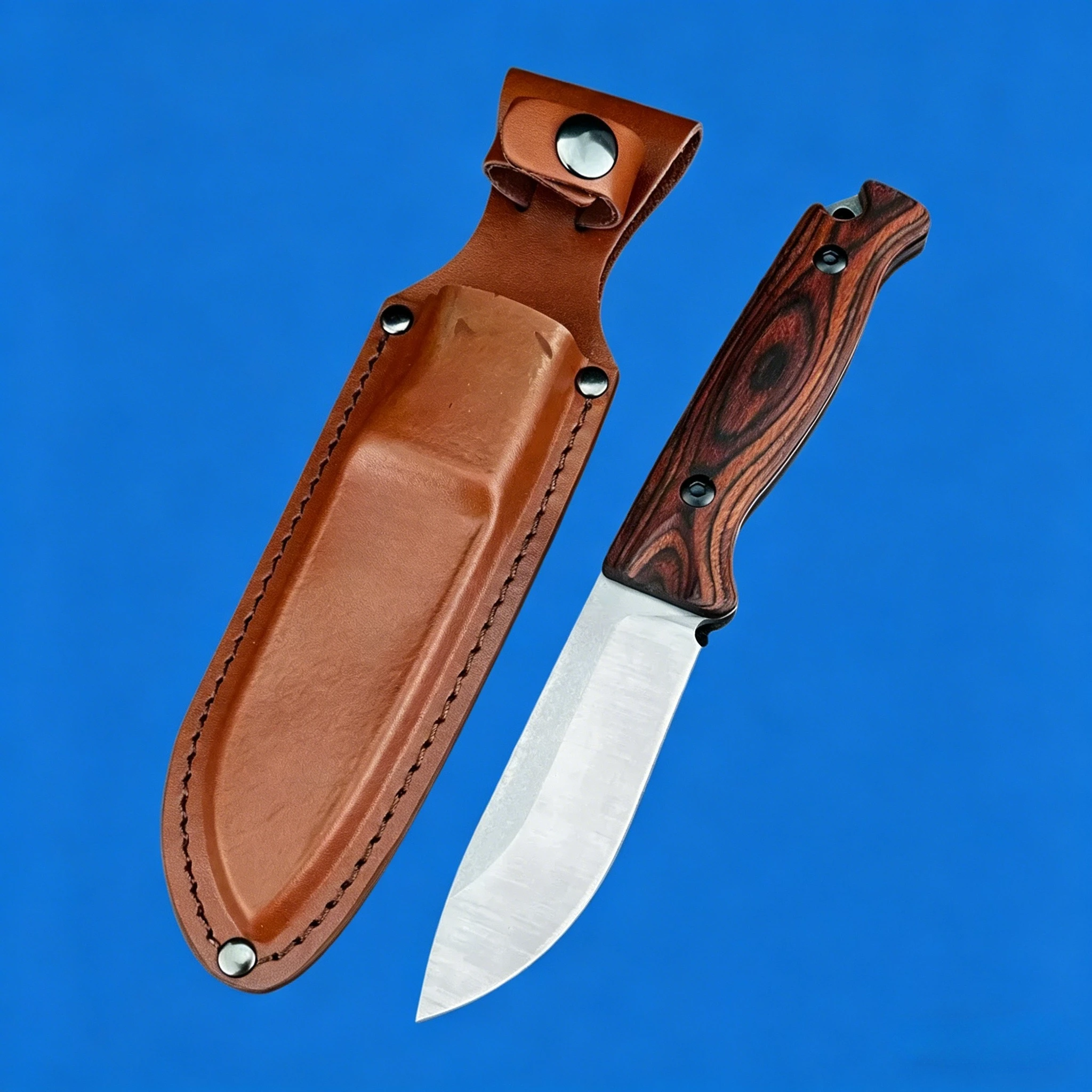 

15002-2 Outdoor Fixed Blade – 9Cr13MoV Steel Stabilised Wood Handle – Versatile Tool for Camping Hiking & Everyday Needs