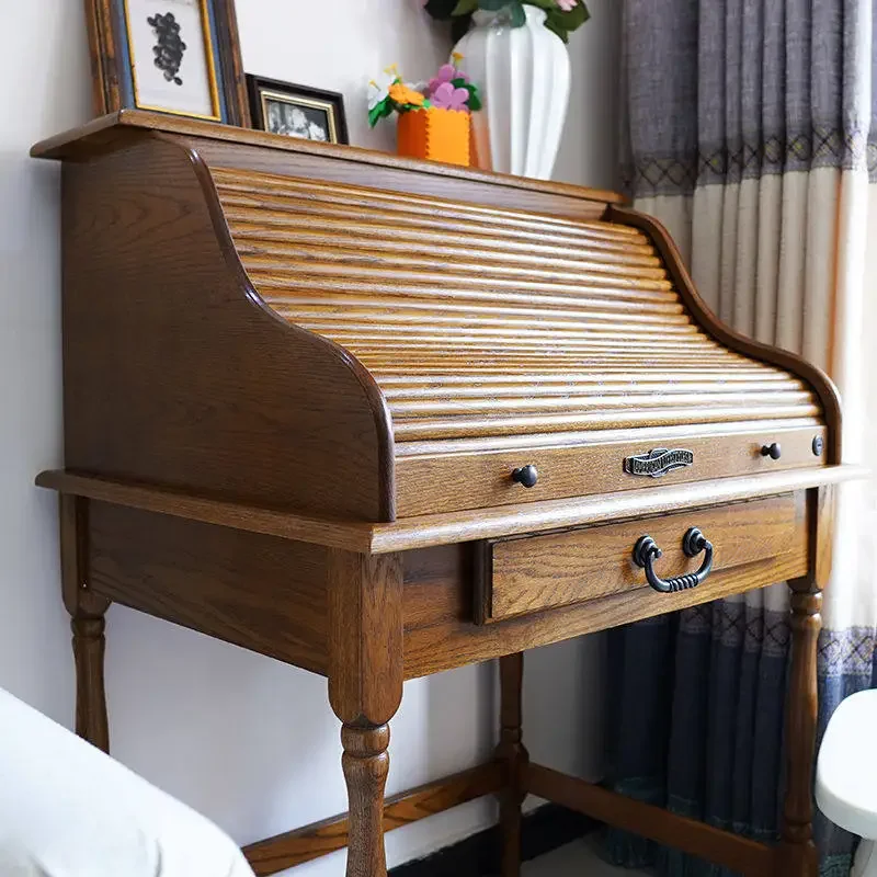 Retro flip-top American piano dresser, bedroom secret desk, solid wood makeup table