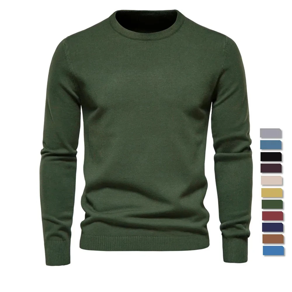 

2021 New O-neck Pullover Men's Sweater Casual Solid Color Warm Basic Sweater Men Winter Fashion Slim Mens Quality Sweaters