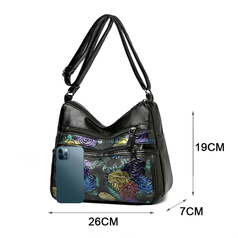 Luxury Designer Ladies Casual Shoulder Crossbody Bags 2024 Fashion Trendy PU Women Flower Messenger Bags Handbags and Purses Sac