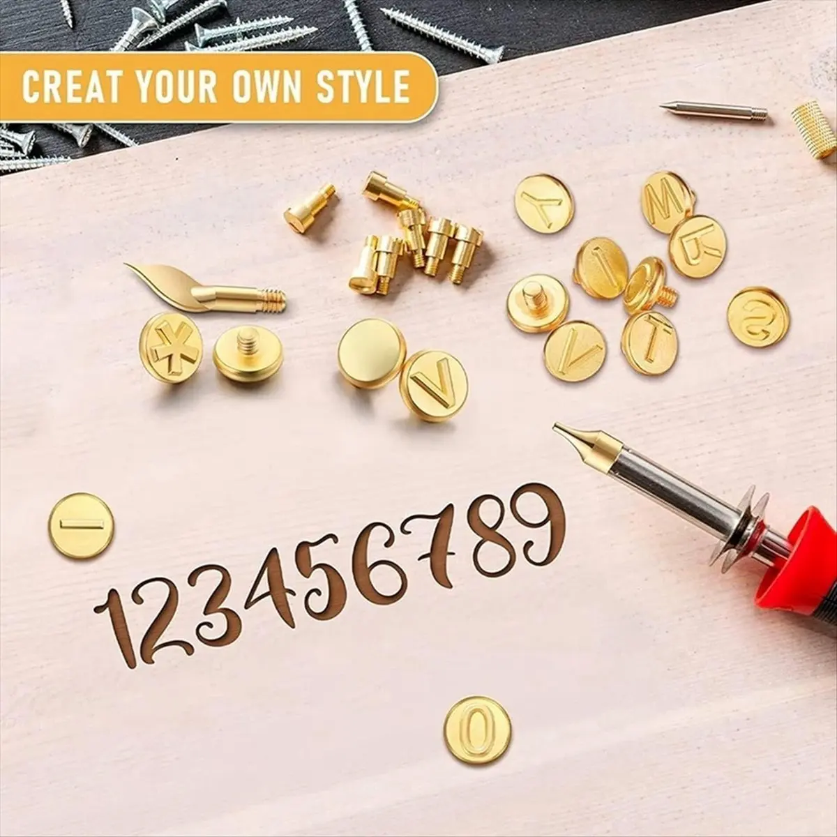 【~ New A25M】DIY Wood Burning Letters Stencils Set Woodworking Electric Carving/Burning Tools Set (28 Piece Set)