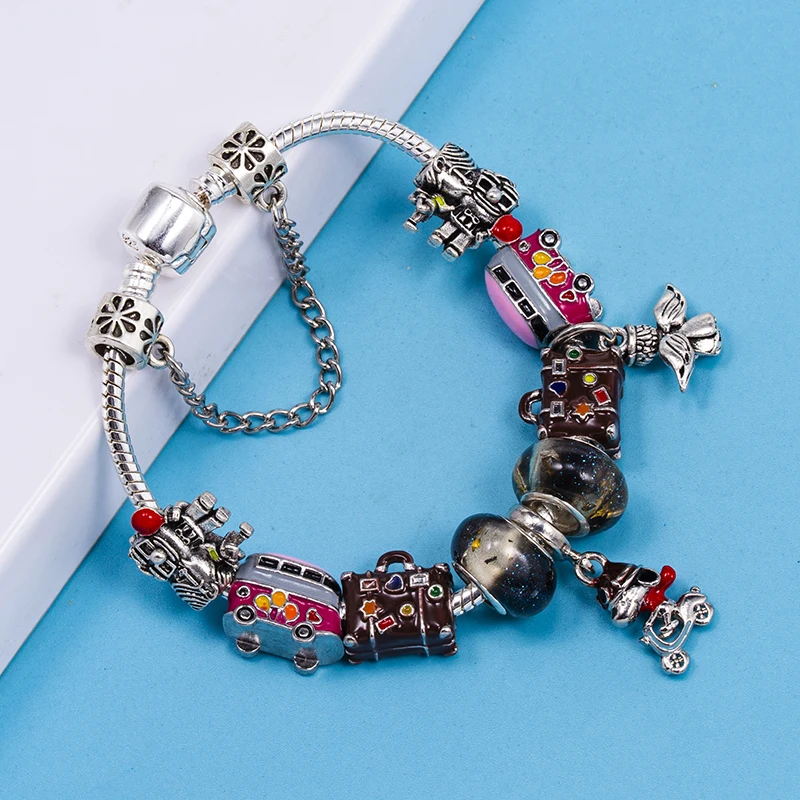 Korean version of fashionable happy girl bead pendant bracelet DIY Brand Charm Bracelet Jewelry For Women Making Gift New Desgin
