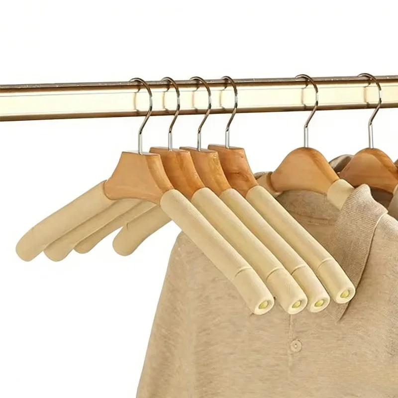 

5Pcs Solid Wood Sponge Clothes Hanger Non-slip Clothing Hanger for Adult Coat Sweater Household Wardrobe Organizer Space Saving