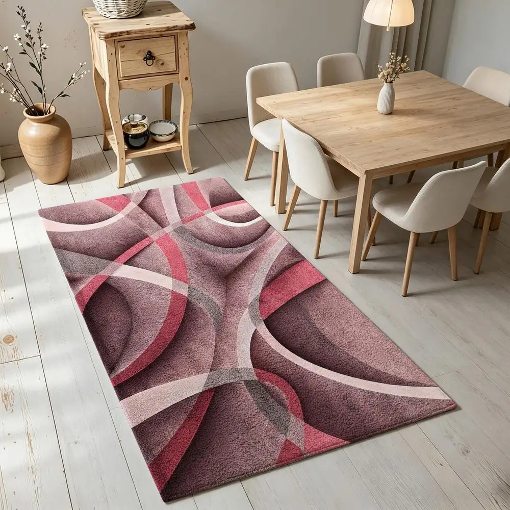 2D 1 Piece Soft, Easy-care, Machine-washable Indoor Rug For Dining Area, Living Room, Bedroom, Entryway, Hallway, Kitchen Nook, Modern Abstract Swirl Home Decor For Under Dining Table