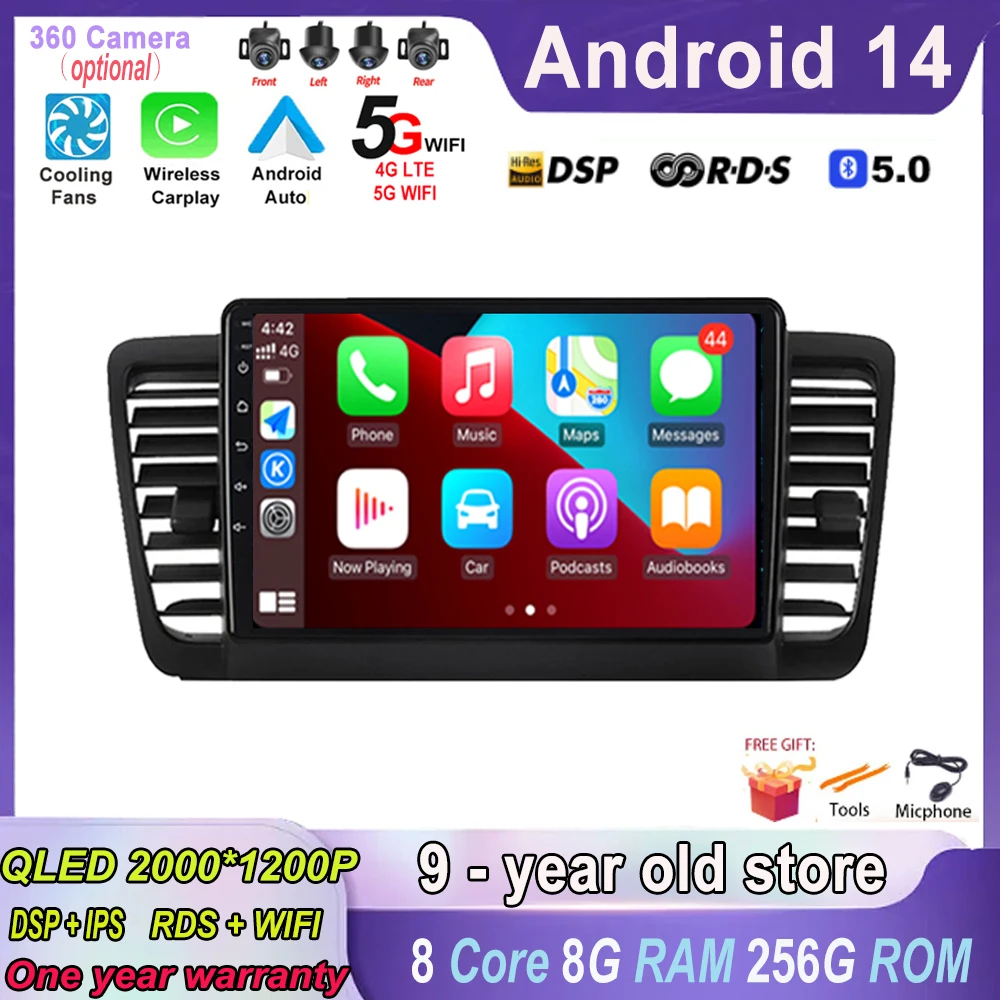 

Android 14 Car Radio Multimedia Video Player for Subaru Outback 3 Legacy 4 2003 - 2009 Stereo GPS Navigation 4G Carplay