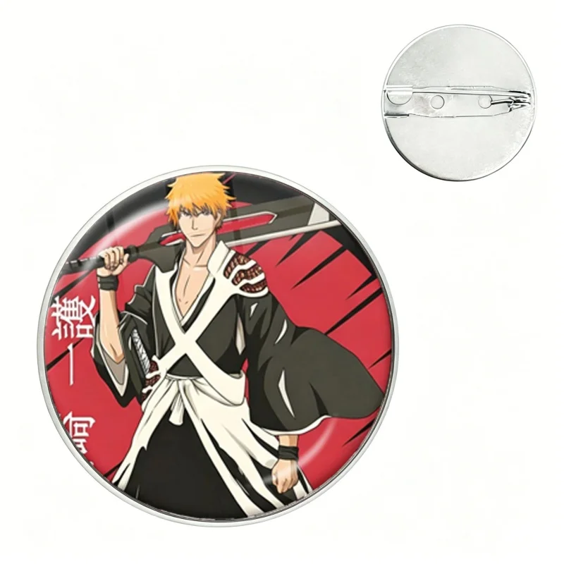 Bleach Pin Kurosaki Ichigo Inoue Orihime Abarai Renji Grimmjow Jaegerjaques Glass Dome Brooches Shirt Lapel Bag Badge Pins