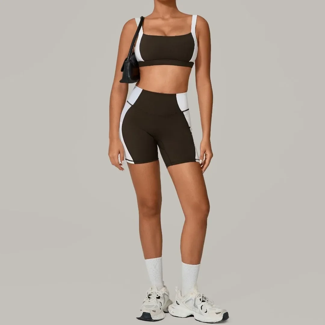 Yoga Shorts Set Sports Fitness Peach Hip Slim Backless Breathable Quick-drying Sports Bra Workout Clothing Gym Shorts Suit Women