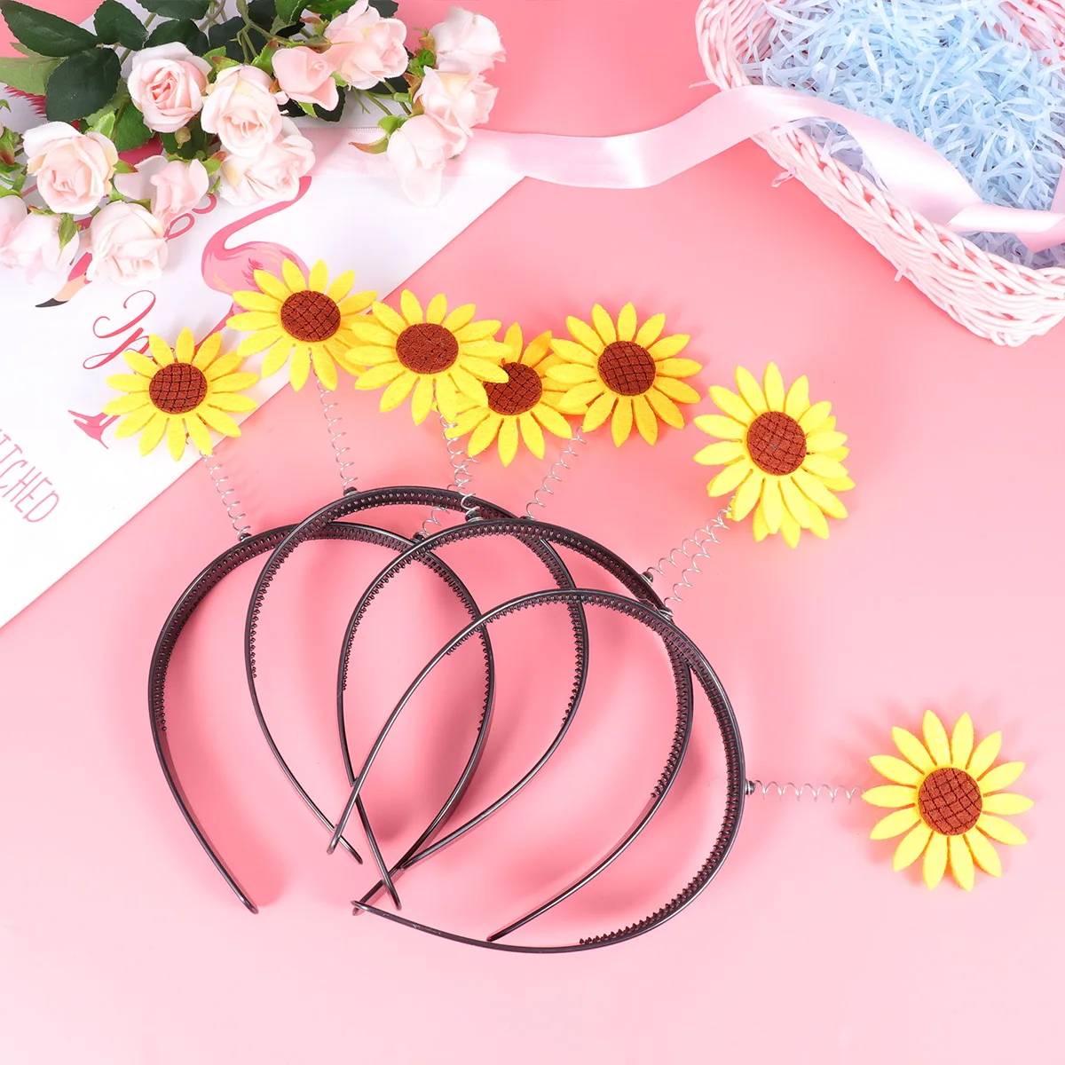 

4pcs Sunflower Hoop for Women Girls Non Slip Party Headband Cute Headgear Accessories Birthday Halloween Cosplay Wear Fashion