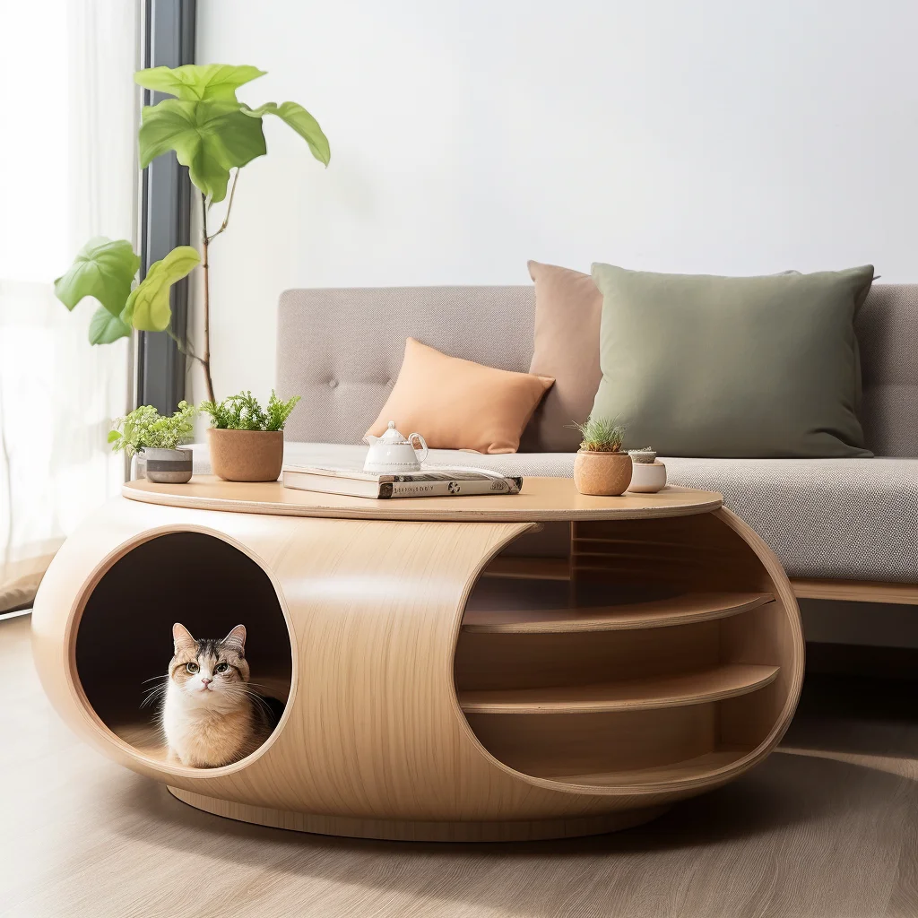 Yjq coffee table furniture cat nest universal in all seasons  semi-closed removable and washable cat nest coffee table
