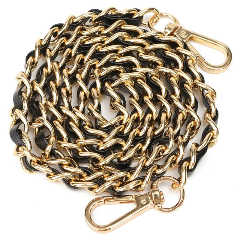 AB45 4X Chain Purse Cross-Body Handbag Shoulder Bag Strap Replacement Accessories Light Gold + Black120cm