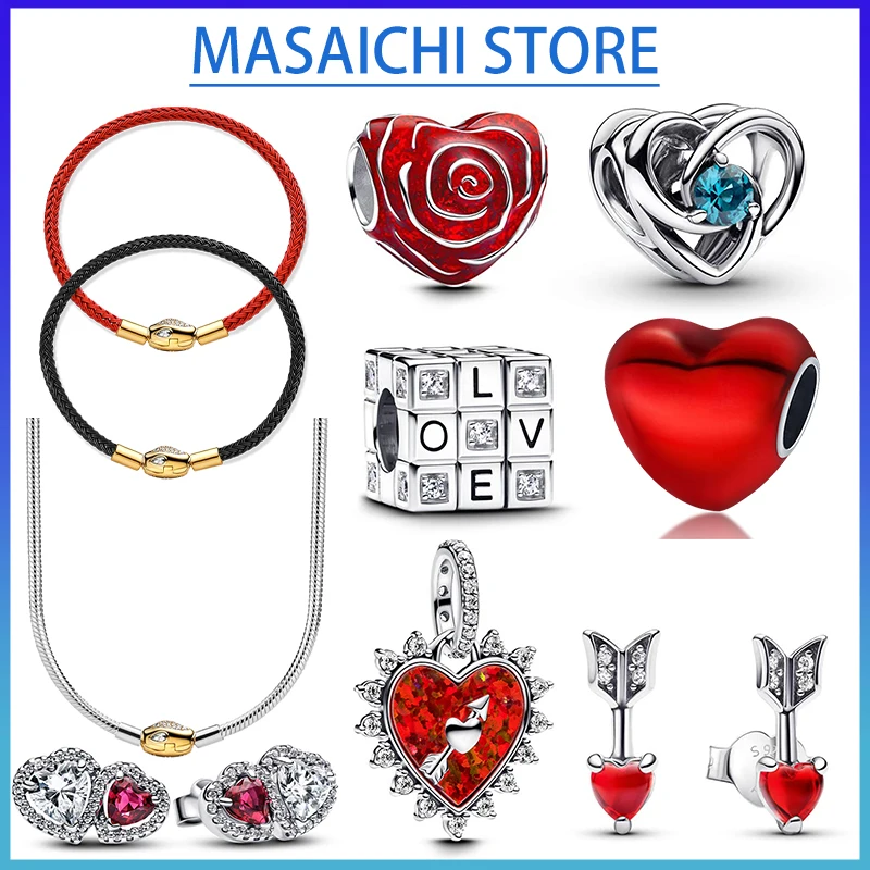 

925 Silver Valentine's Day Snake Year Series Pendant Suitable for 925 Sterling Silver Original Women's Bracelet DIY Jewelry Gift