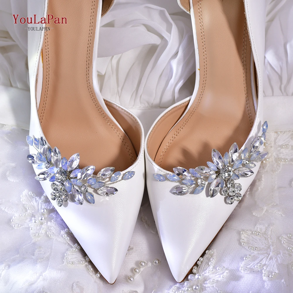 

YouLaPan 2Pc High Heel Shiny Shoe Clips Rhinestones Charm Shoe Buckle Removable Women Shoes Decorations Bride Shoes Decor HX58