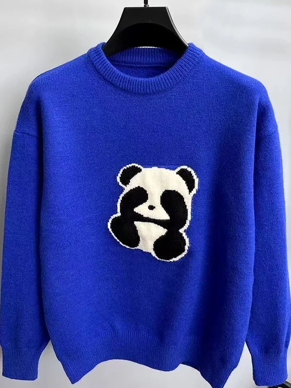 

Casual round Ne Long Sve Knitted Sweater Men's Loose Fit Autumn Winter Faion Basic Crew Ne Pullover Knitwear