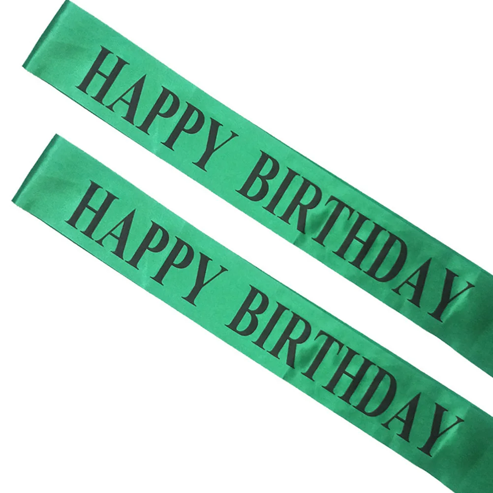 

Sash Princess Fabric Green One Size Fits Most Birthday Party Decor Supplies Premium Material Bright Color Printed Happy Birthday