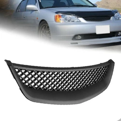 Black Mesh ABS Front Hood Grille Grill For Honda Civic JDM Type R 2001-2003